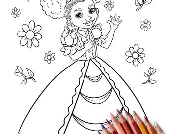 Black Girls Coloring Pages, Adorable Black Princess Coloring Book