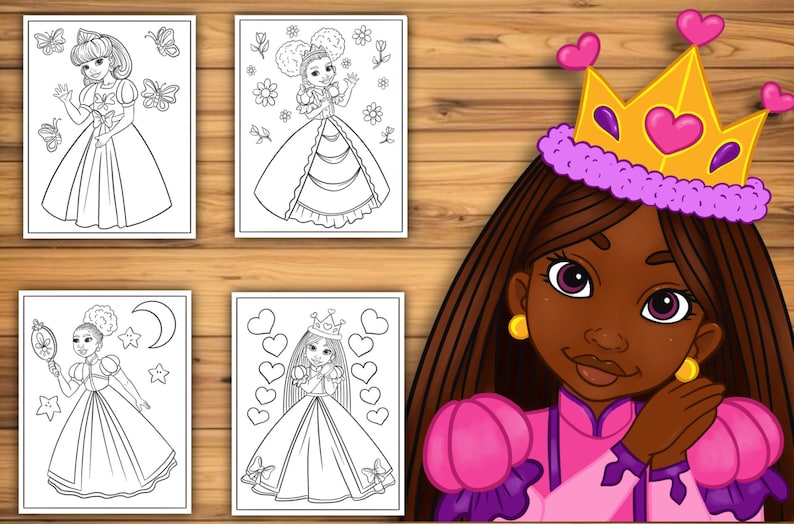 Black Girls Coloring Book African American Princess Coloring Book for Black and Brown Girls PDF Digital Download image 2