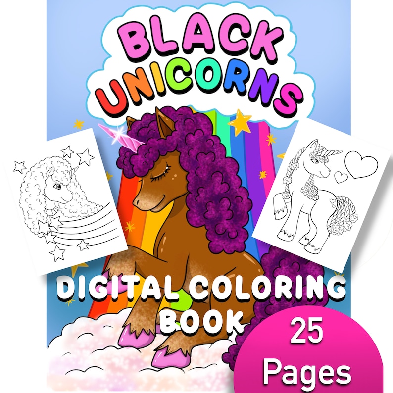 Black Unicorns Coloring Book unicorns Coloring Book Afro Unicorns ...
