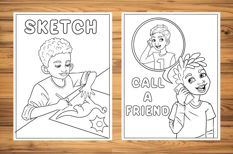 Black Kids Coloring Book Download Coloring Pages for African American Children Afro Kids Coloring Sheets Fun Relaxing Stress Relieving image 4