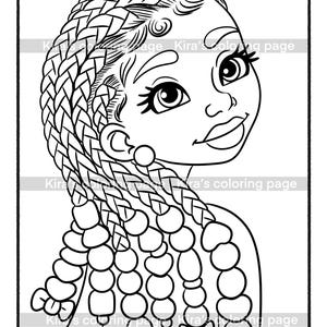Afro Girl Coloring Page, Black Hair Coloring page| Coloring Page for Black Girls | Digital Coloring Page Download