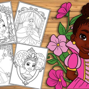 A Black Girl Coloring Book, Princess Coloring Pages for African American Black and Brown Girls PDF Download Illustrated by Shakira Rivers image 2