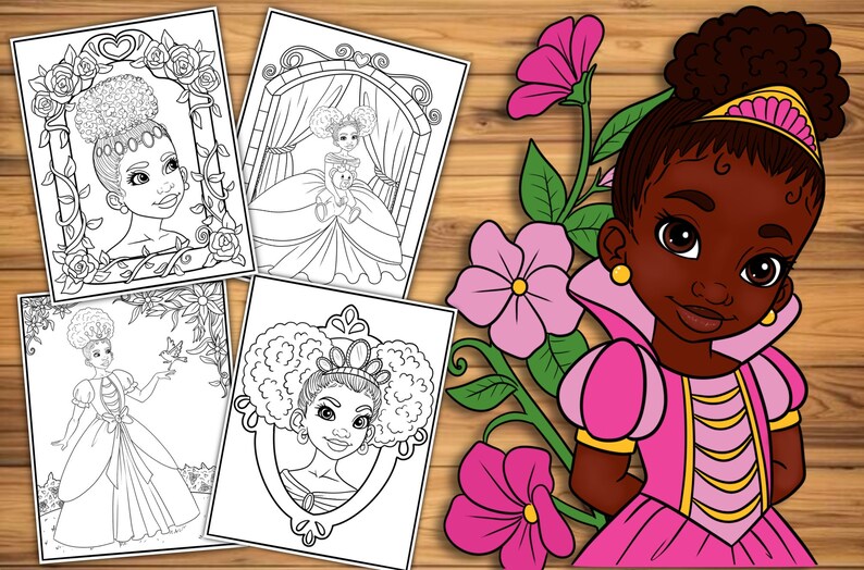 A Black Girl Coloring Book, Princess Coloring Pages for African American Black and Brown Girls PDF Download Illustrated by Shakira Rivers image 2