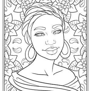 Afro Woman Coloring Page for Adults, Coloring Page for Black Girls and Women (pdf) For Stress Relief and Relaxing
