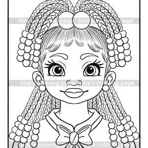 Afro Girl Coloring Page, Black Hair Coloring page| Coloring Page for Black Girls | Digital Coloring Page Download