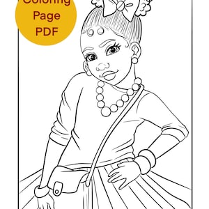 Afro Girl Coloring Page, Black Girl coloring page | Instant pdf download| Black kids coloring page| Coloring Pages for Black Girls