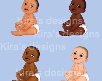 Baby Clip Art Designs | Black Babies Printable| Cute Babies PNG