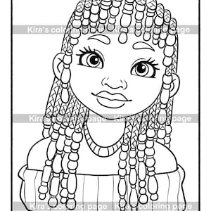 Afro Girl Coloring Page, Coloring Page for Black Girls | Digital Coloring Page Download