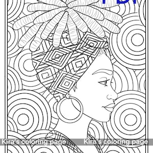 Afro Black Woman Coloring Page, BlackGirl Coloring Page, African American coloring, Coloring Page for Black Women