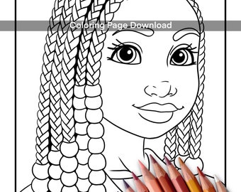 子供向けの塗り絵ページ | 子供向けの塗り絵ページ 黒人の女の子のヘアスタイルの塗り絵ページ | 黒人の女の子向けの塗り絵ページ (pdf) 印刷可能