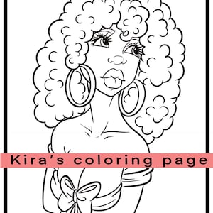 Black Pin-Up Coloring Page| Adult Black Woman Coloring Page, BlackGirl Coloring Page, Adult Coloring Page for Black Women