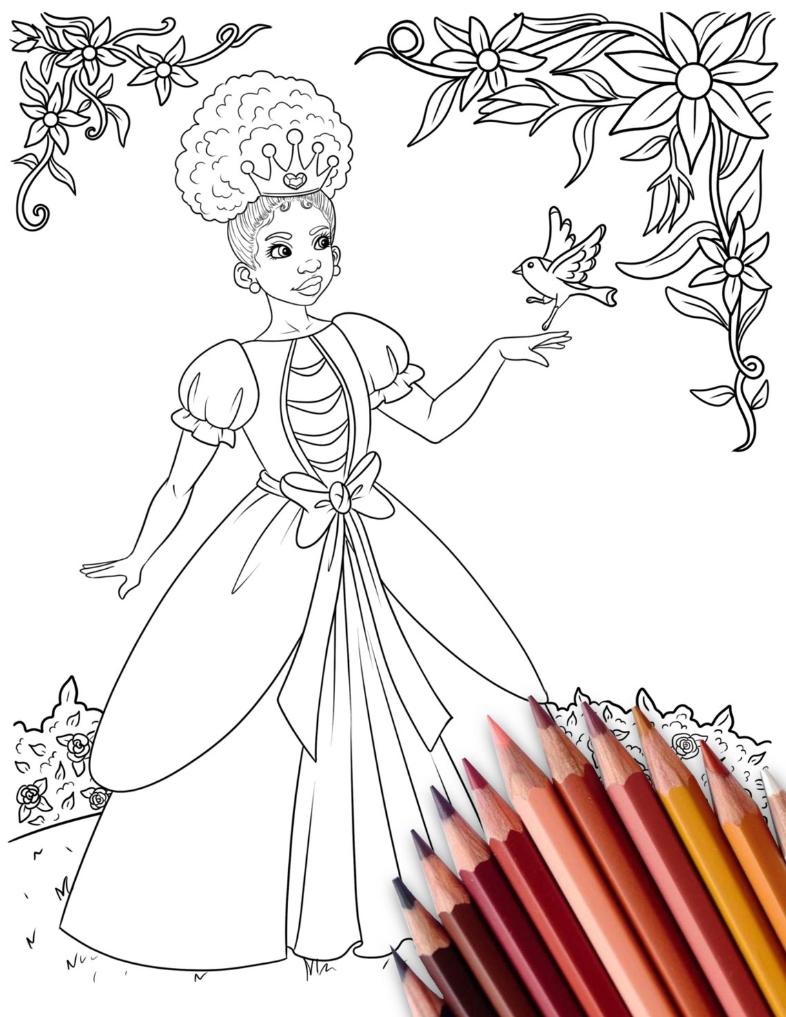 Black Girl Magic Coloring Pages, African American Princess ...