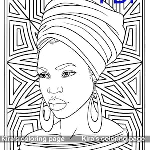 Black Woman Coloring Page, BlackGirl Coloring Page, African American coloring,Coloring Page for Black Women
