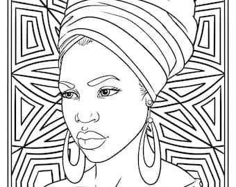 Black Woman Coloring Page, Black Girl Coloring Page, African American coloring,Coloring Page for Black Women