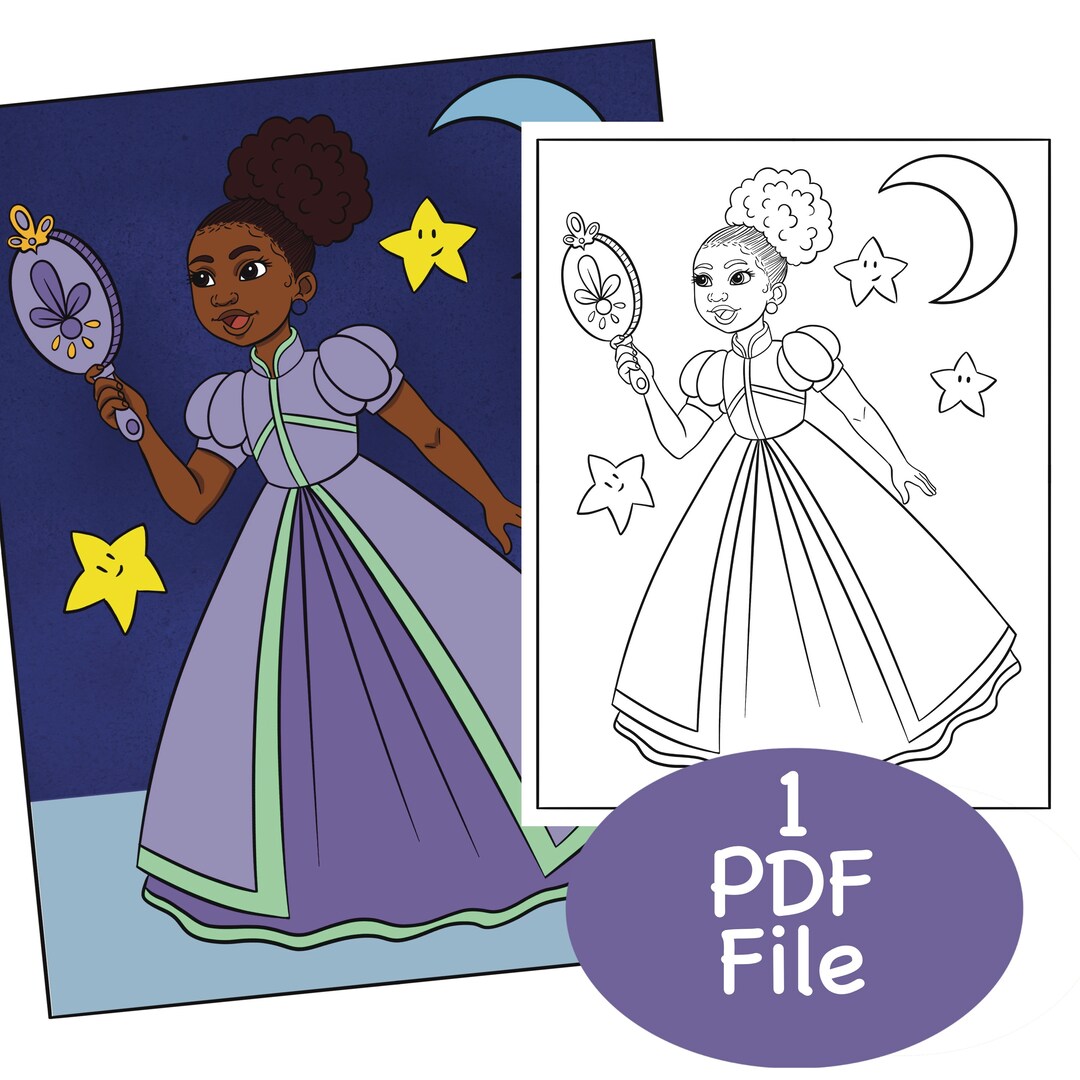 Black Princess Coloring Page Coloring - Il 1080xN.5699782600 Neue 