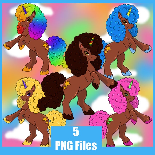 Black Afro Unicorn | Unicorns with Afros| Afro Unicorn | Sublimation Design For Small Businesses and Personal Use |Black Unicorn Clip Art