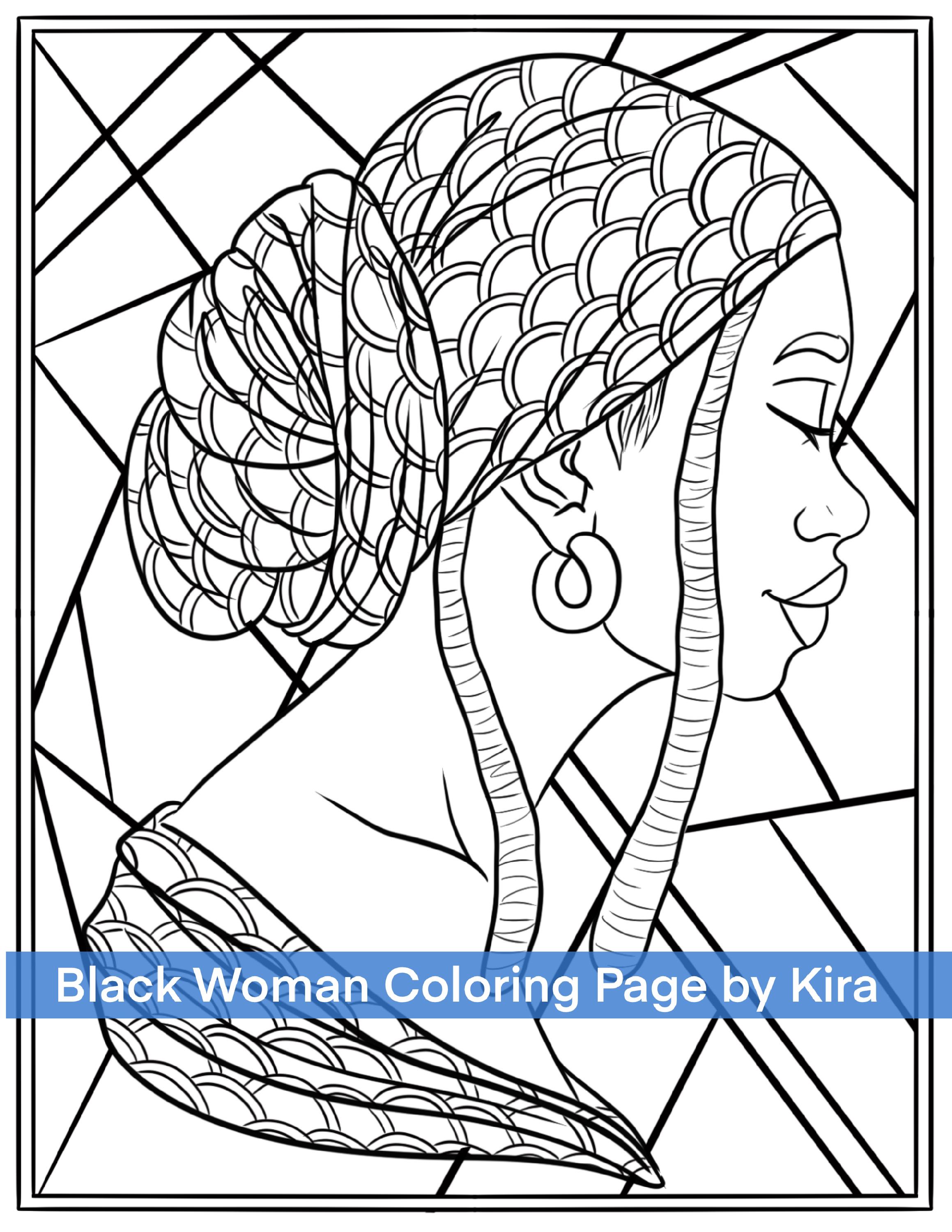 Black Woman Coloring Page, Black Girl Coloring Page, African American ...