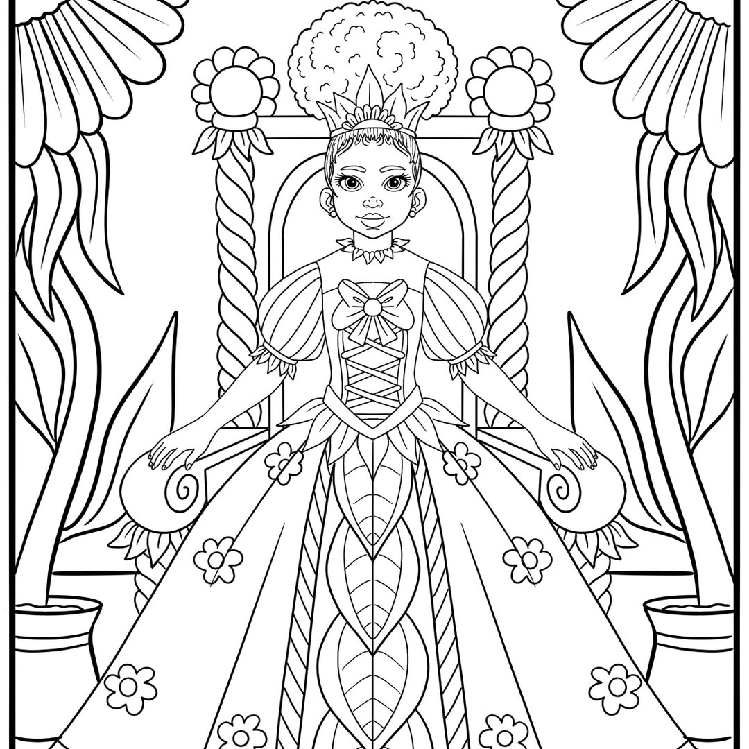 Black Princess Coloring Page Coloring Page for Black Girls pdf - Etsy