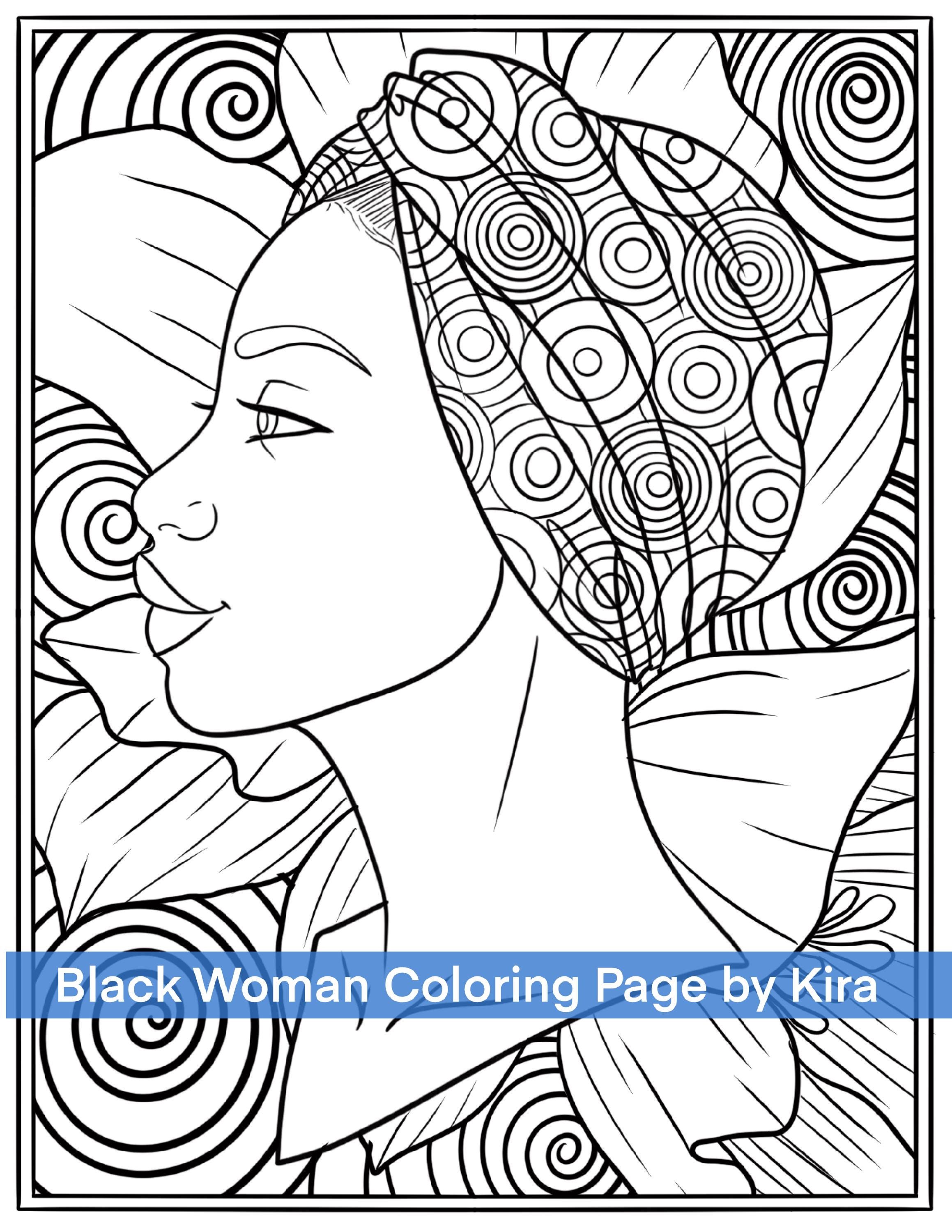 Black Woman Coloring Page, Black Girl Coloring Page, African American ...