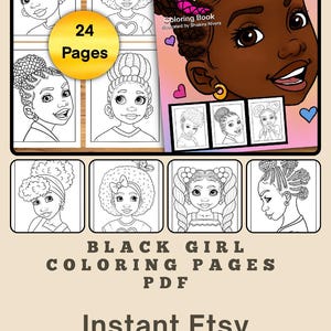 A Black Girl Coloring Book| Black Hairstyles, Natural Hair Coloring Book, Digital Coloring Pages, Instant Download, Afro Kids Coloring Book