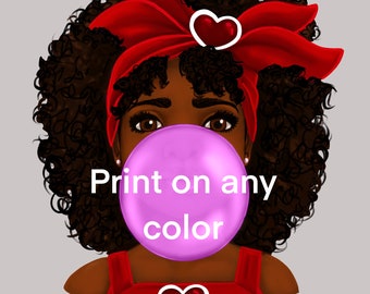 Black Girl Bubble Gum Red Design| Black Girl PNG Image | Afro Kids Illustration| Black Clip Art Sublimation Design Download| Black Baby