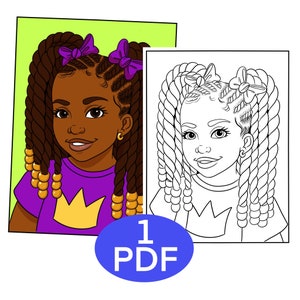 Afro Girl Coloring Page, Coloring Page for Black Girls | Digital Coloring Page Download