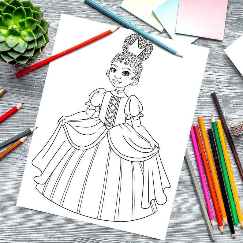 Black Princess Digital Coloring Book | 13 Digital Coloring Pages ...