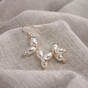 Balloon Dog, dog earring, poodle earring, pet, animal pearls 14k filled gold, fun, unique, Quirky, pretty, Great gift, Light Luxury jewelry image 6