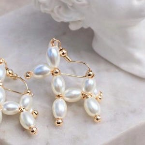 Balloon Dog, dog earring, poodle earring, pet, animal pearls 14k filled gold, fun, unique, Quirky, pretty, Great gift, Light Luxury jewelry image 3