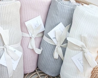 Bamboo swaddle blanket, super soft knitted bamboo blanket, hypoallergenic and breathable, eco new baby gift, natural baby shower gift.
