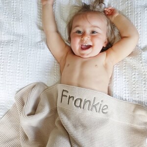 Embroidered Name Baby Blanket, 100% Cotton Knit, Personalized Gift