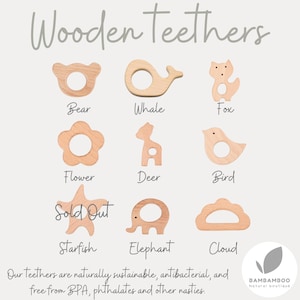 Personalized Organic Muslin Baby Comforter & Wooden Teether Gift afbeelding 11