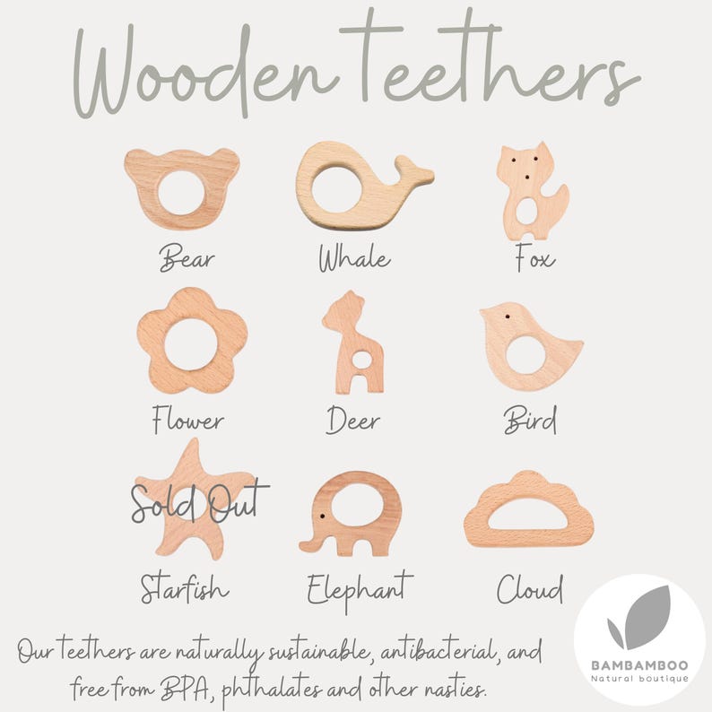 Personalized Organic Muslin Baby Comforter & Wooden Teether Gift afbeelding 11