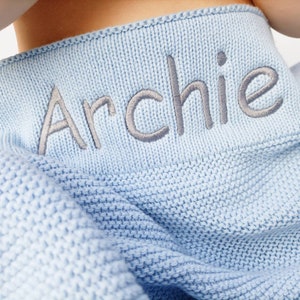 Embroidered Name Baby Blanket, Personalized Cotton Knit Blanket