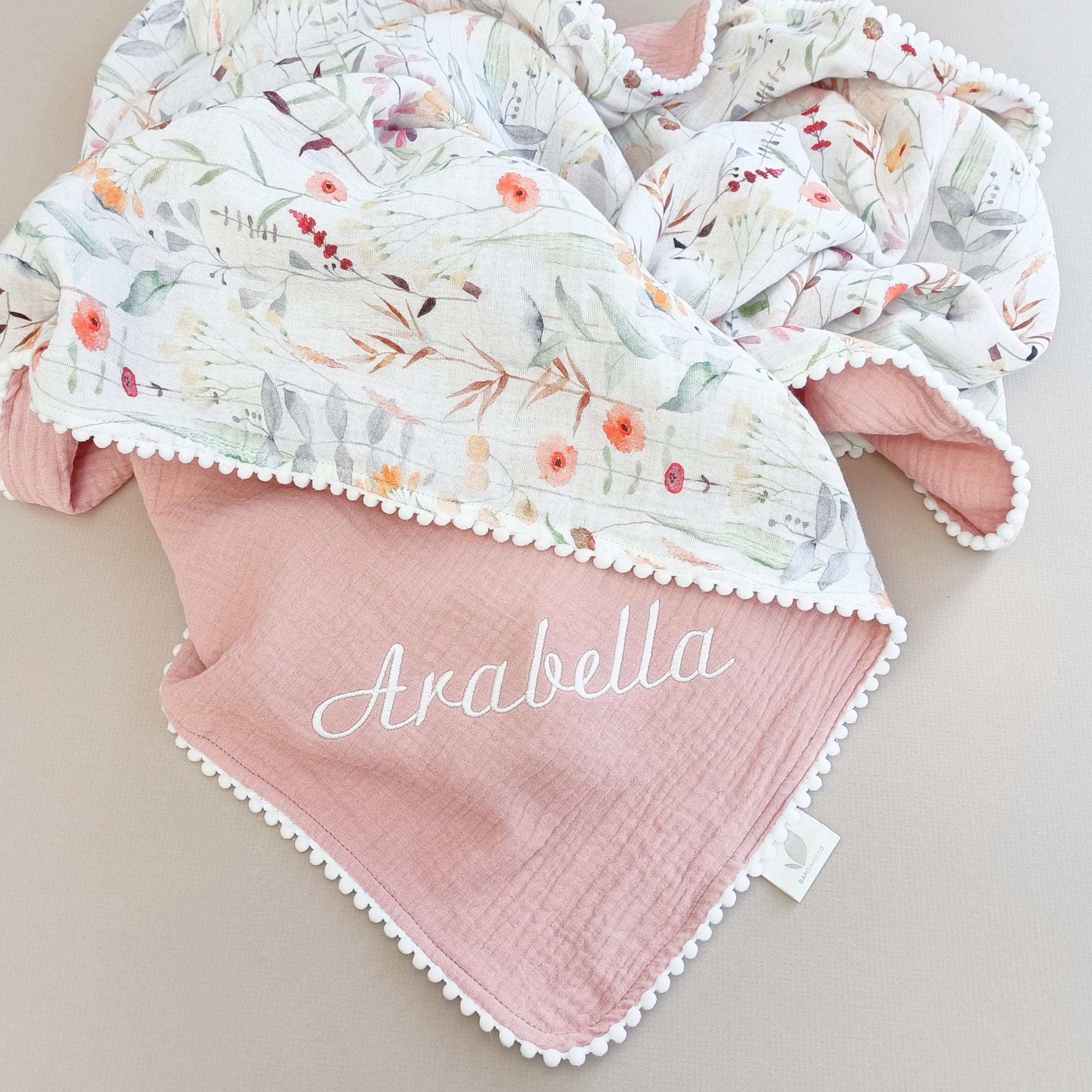 Personalized Organic Muslin Baby Blanket, Safari Animals, Swaddle
