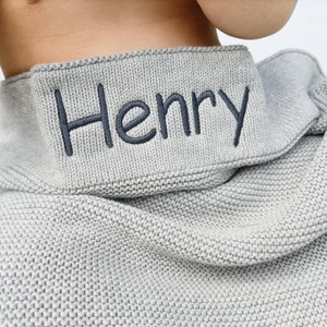 Personalized Knit Cotton Baby Blanket, Embroidered Name