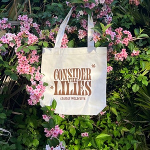 Sac fourre-tout chrétien, pensez aux lys, cadeau chrétien pour la Saint-Valentin, vêtements chrétiens, marque chrétienne, cadeau chrétien
