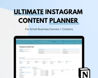 Instagram Content Planner - Instagram Notion Dashboard for Product-Based and Creators - Content Strategy - Marketing Planner