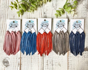 Boho Leather Fringe Earrings