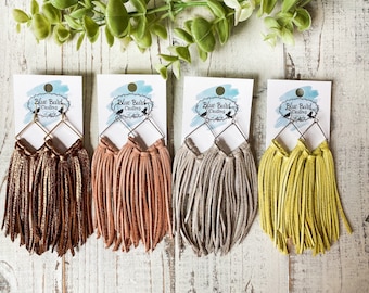 Boho Leather Fringe Earrings