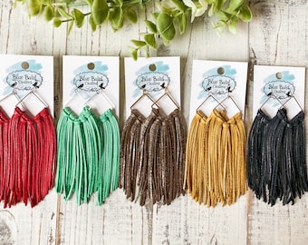 Boho Leather Fringe Earrings