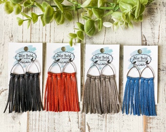 Boho Leather Fringe Earrings