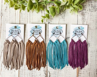 Boho Leather Fringe Earrings