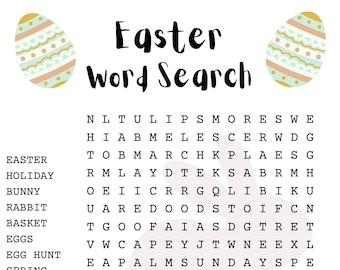 Easter Word Search Puzzle with Answer Sheet, Easter Games, Easter Activities, Holidays