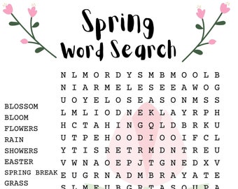 Spring Word Search Puzzle with Answer Sheet| Seasonal Games| Seasonal Puzzles| Family Activities| Children's Puzzles