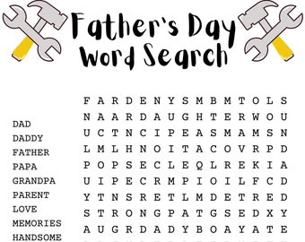 Father's Day Word Search Puzzle with Answer Sheet| Holiday Games| Holiday Puzzles| Family Activities| Children's Puzzles