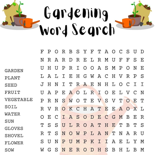Gardening Word Search Puzzle with Answer Sheet| Seasonal Games| Seasonal Puzzles| Family Activities| Children's Puzzles