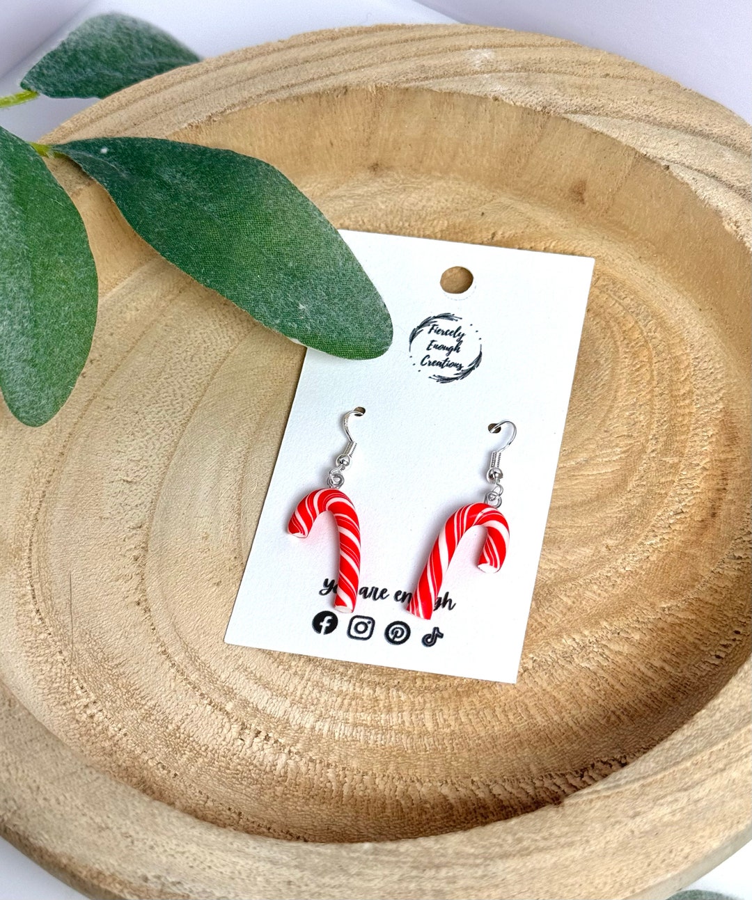 Candy Cane Earrings Clay Candy Cane Earrings Clay Earrings Etsy