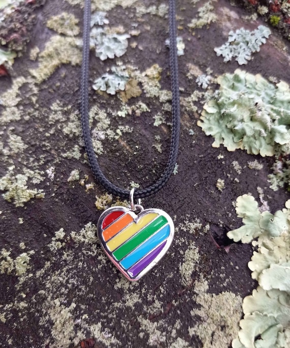 Rainbow Heart Charm Adjustable Sliding 