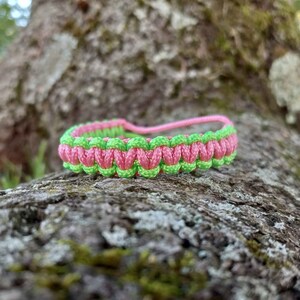 Kids Pink and Green Adjustable Paracord Bracelet